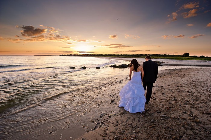 Ft. DeSoto Beach Wedding Gown - Sunset Beach Ceremony