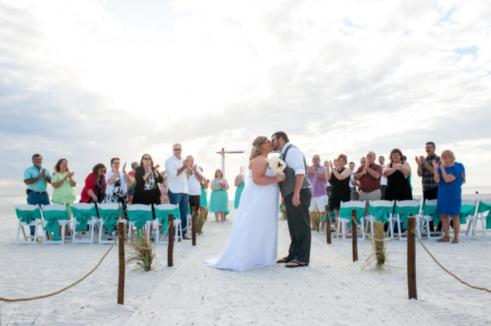 Wedding couple on beach