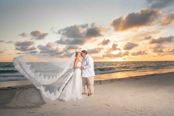 Wedding couple on beach