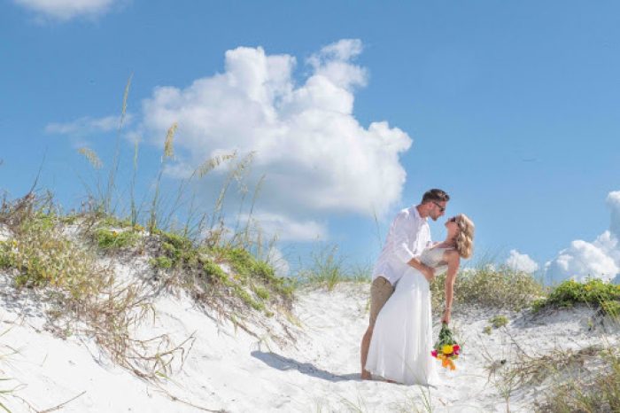 Wedding couple on beach